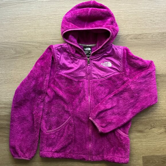 10/12 The North Face Girls Purple Fuzzy Hooded Jacket - Picture 1 of 4